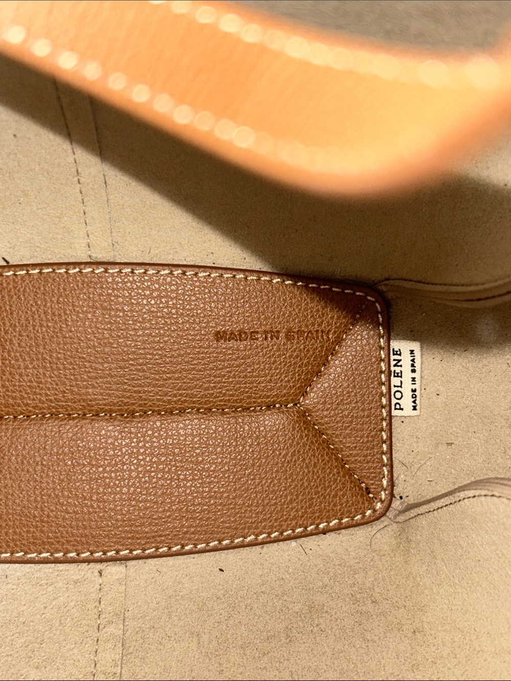 Polène Cyme Mini Textured Leather Tote Bag Camel Brown with Box & Dust Bag - Picture 5 of 10
